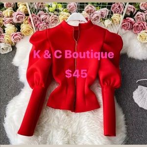 The red sweet heart blouse. Fits up to a small-large. O/S